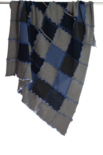Blue & Gray Patchwork Sweater Blanket