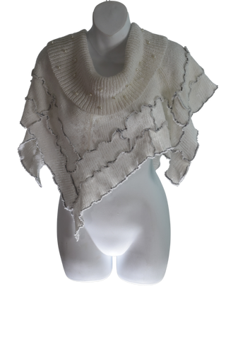 White Poncho with Pearls