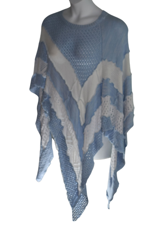 Blue & White Lace Women's Poncho