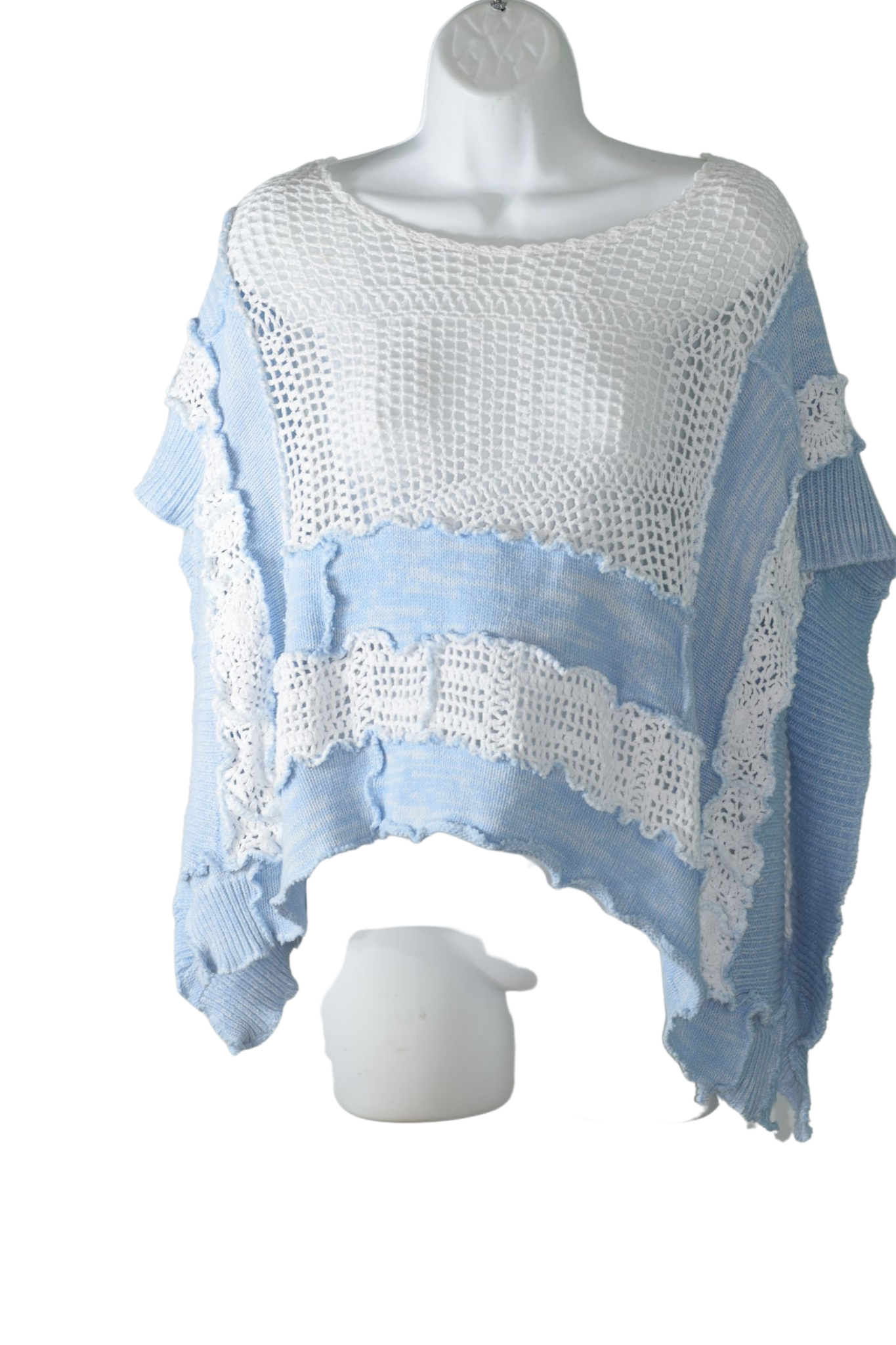 Blue and White Lace Poncho