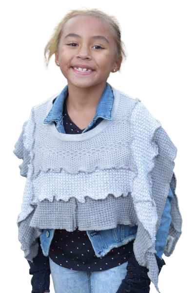 Gray Cropped Kid's Poncho & a Hint of Sparkles
