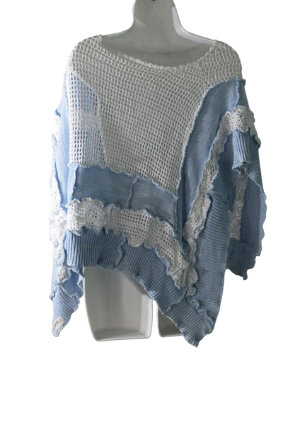 Blue and White Lace Poncho