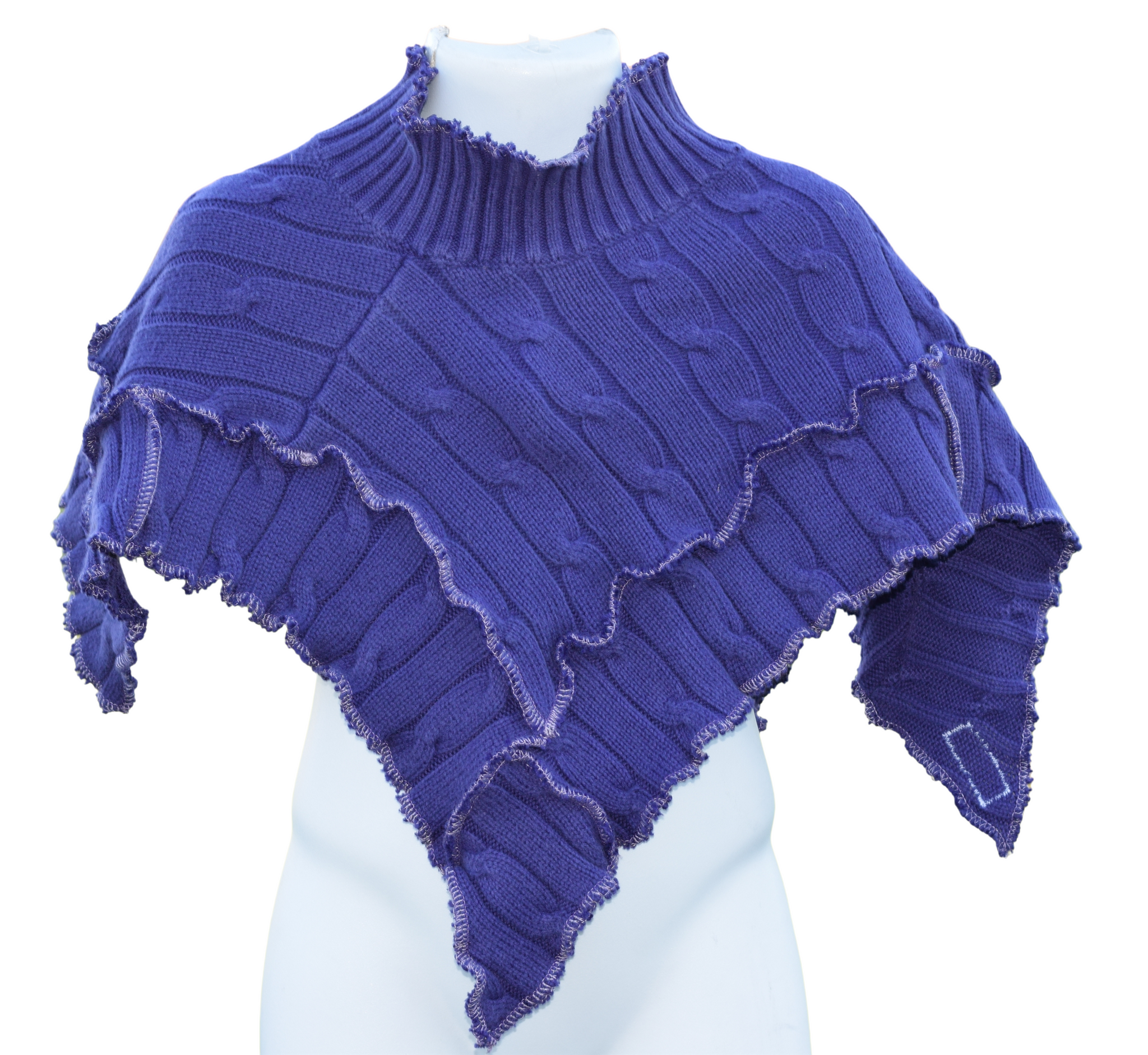 Infant Poncho Purple cotton Cable Knit - Unique Spirit Designs