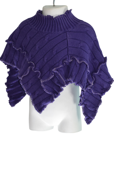 Infant Poncho Purple cotton Cable Knit