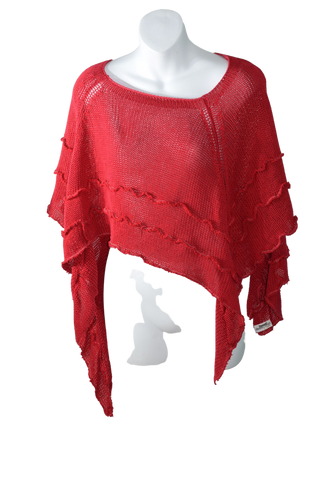 Red Netted Poncho Shawl